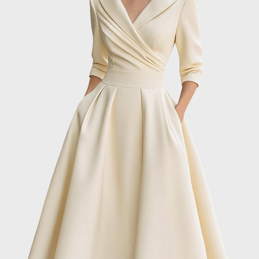 Teresa - Elegancka midi sukienka z długim rękawem