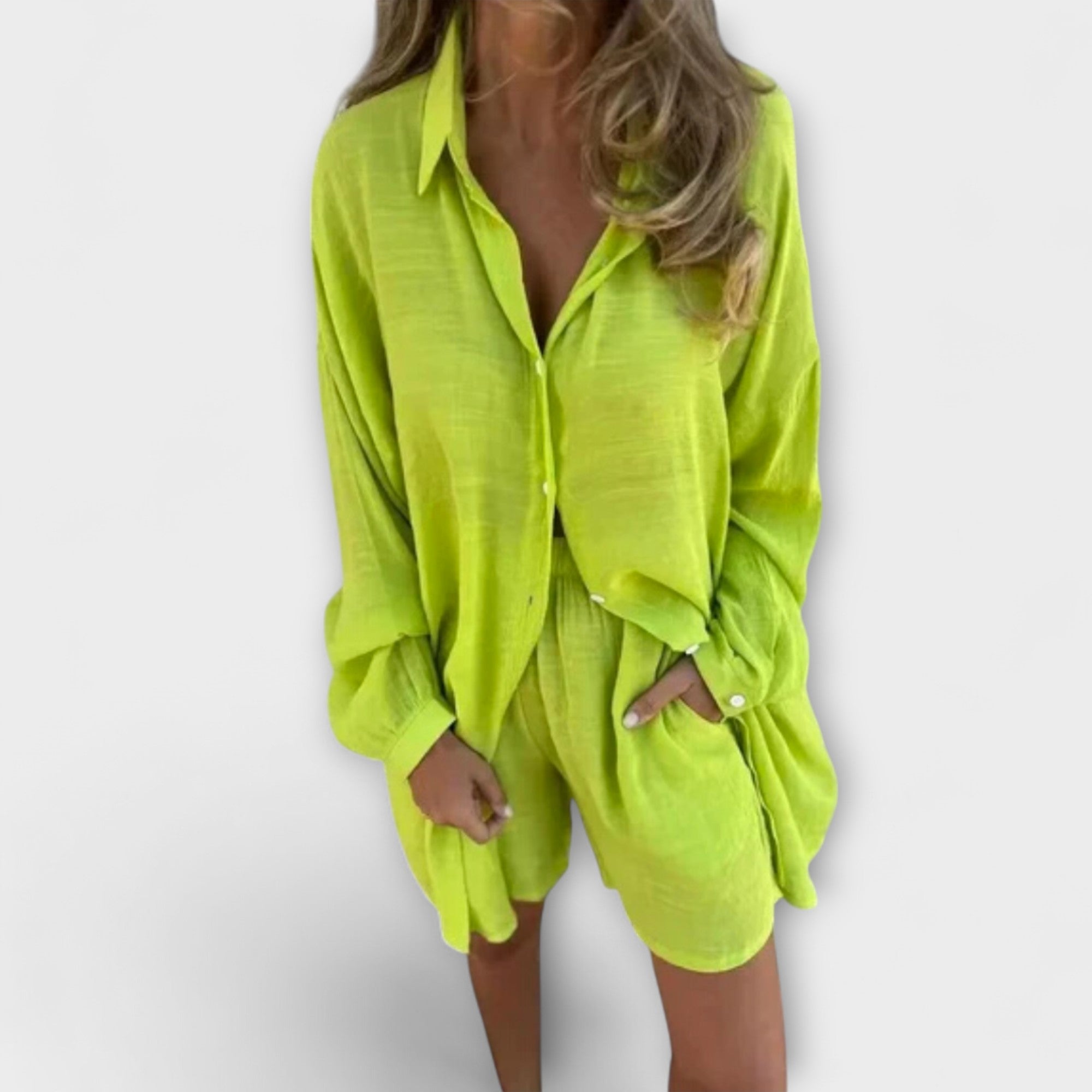 Lina | Lniany zestaw koszuli i szortów