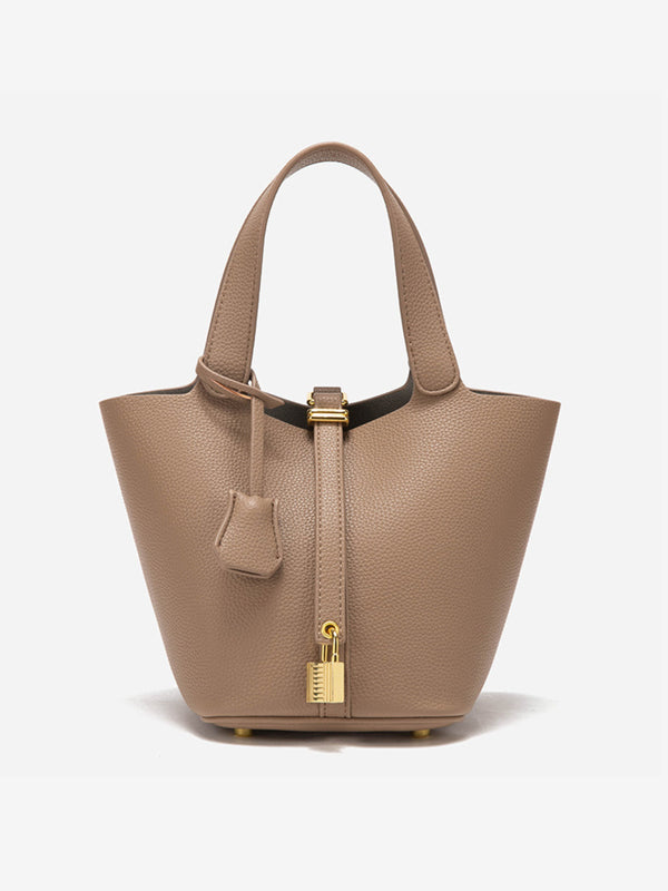 Glaiza | Elegancka Torebka typu Bucket Gold-Lock