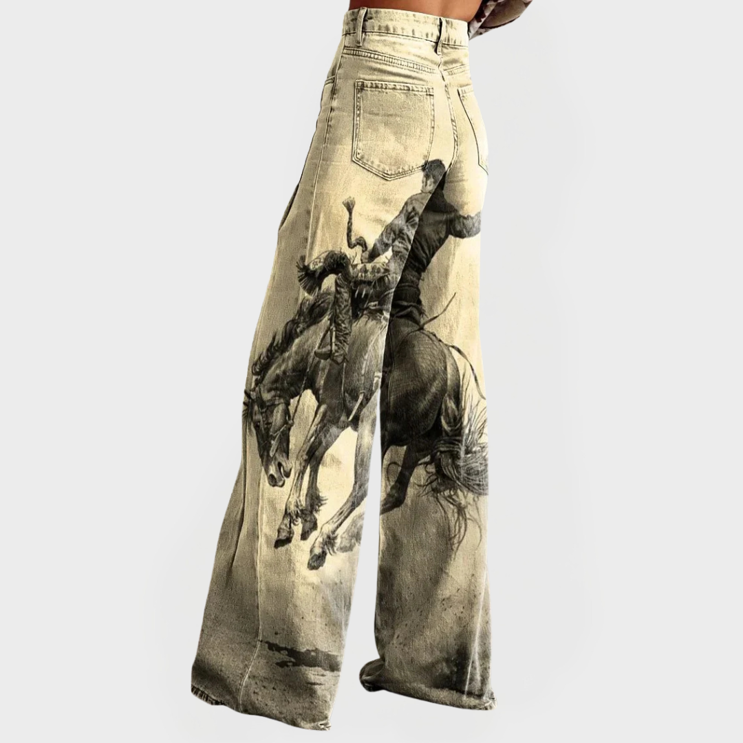 Alicja - Sofistikowane Dżinsy Szerokiego Kroju Westernowego