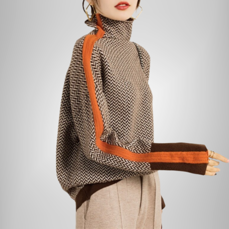 Clarabella - Sweter z Wysokim Kołnierzem Mélange