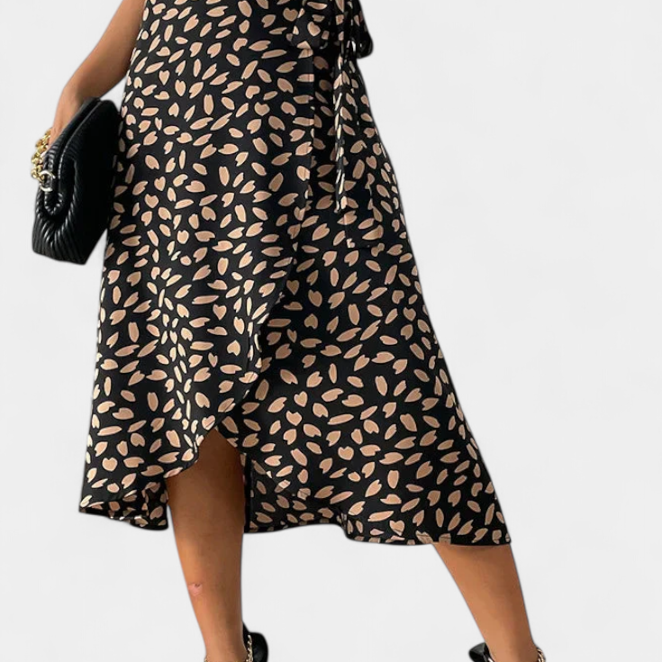 Kamila - Zawijana spódnica boho z asymetrycznym wzorem