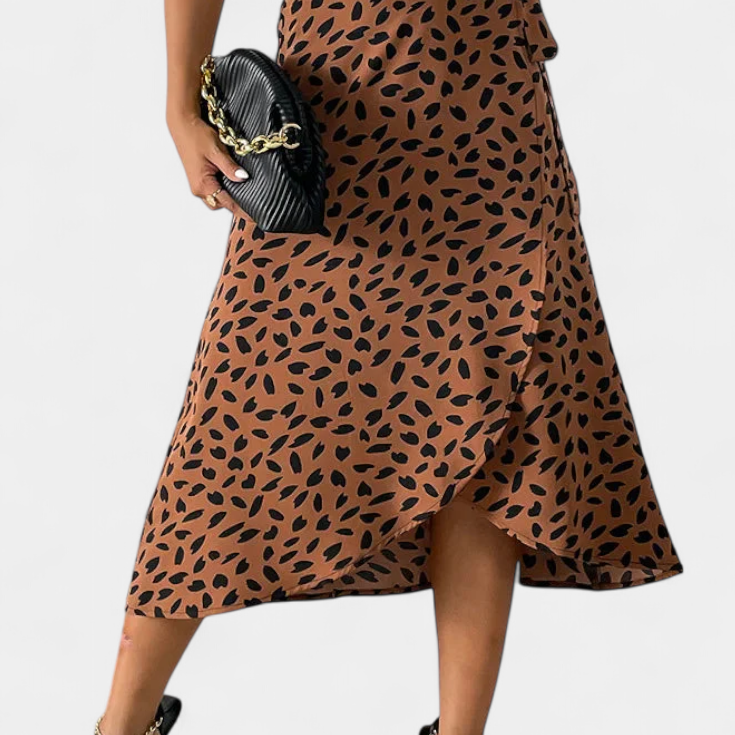 Kamila - Zawijana spódnica boho z asymetrycznym wzorem