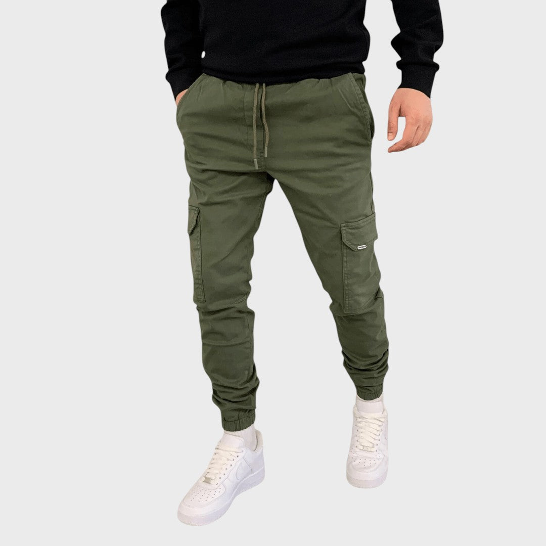 Bruno - Męskie spodnie cargo z elastycznym pasem