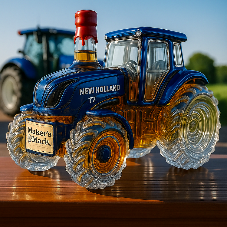 Klasyczna butelka whisky w kształcie traktora New Holland T7
