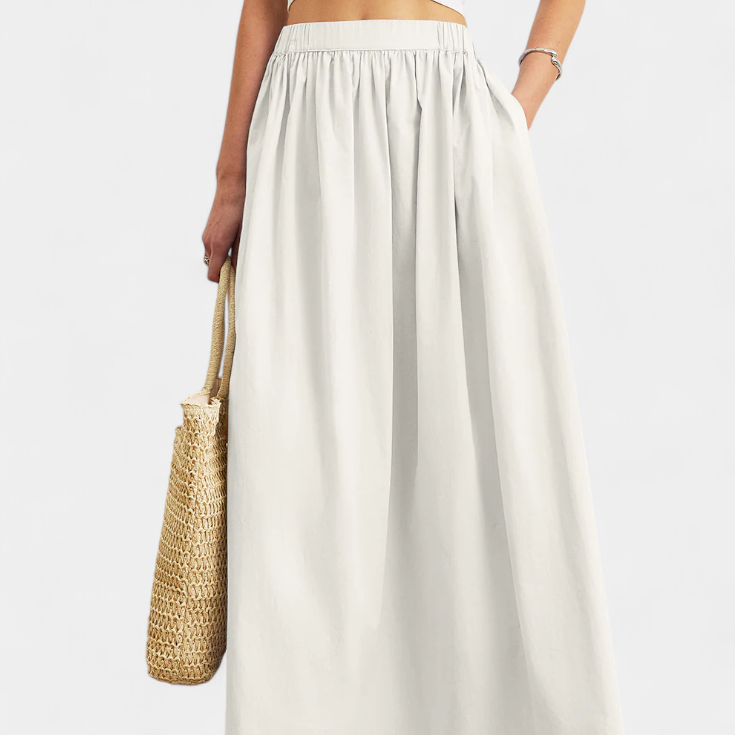 Livia - Bawełniana spódnica w kształcie litery A z elastycznym pasem i kieszeniami