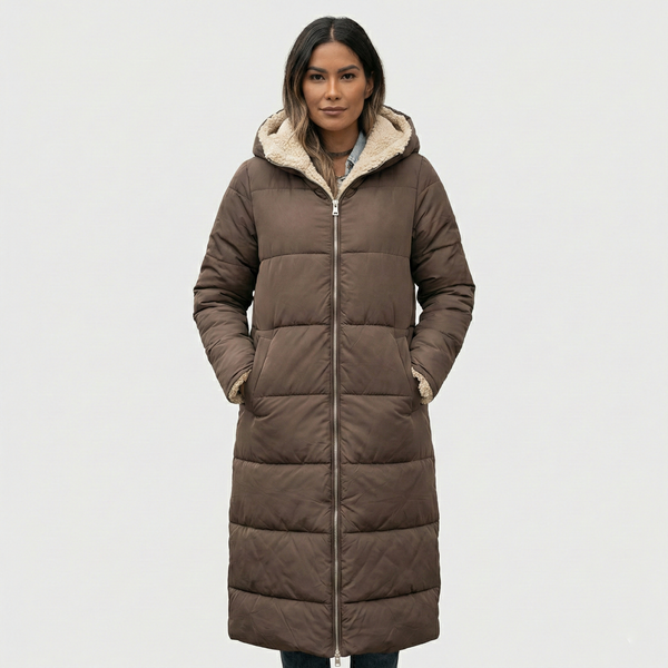 Kora - Ciepły płaszcz z futrzanym podszewką