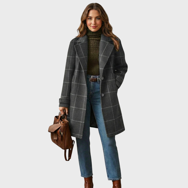 Klara - Klasyczny płaszcz w kratę
