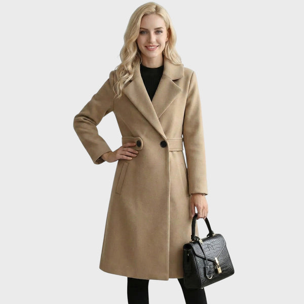 Klara - Wełniany płaszcz z paskiem