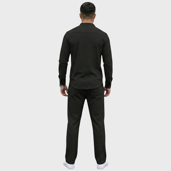 Adrian - Męski zestaw z teksturą (Koszula + Spodnie)