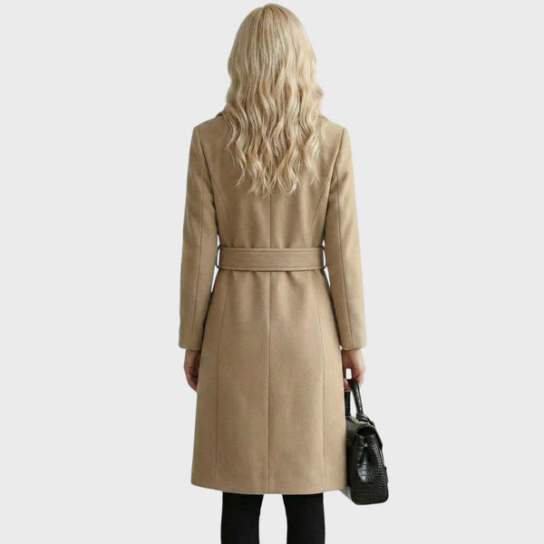 Klara - Wełniany płaszcz z paskiem