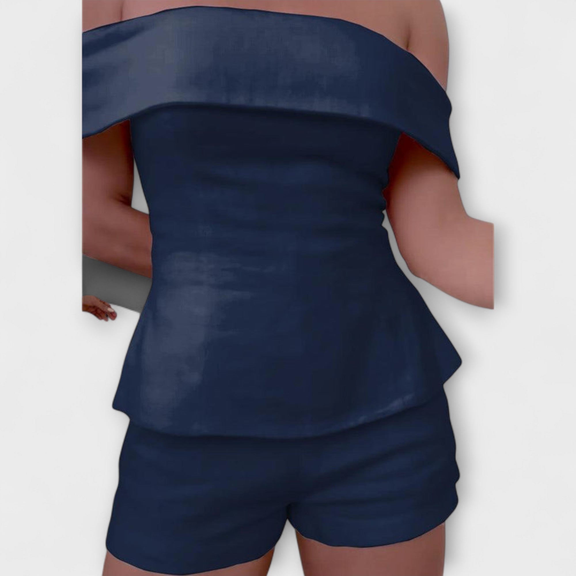 Olivia - Biały bawełniano-lniany dwuczęściowy zestaw