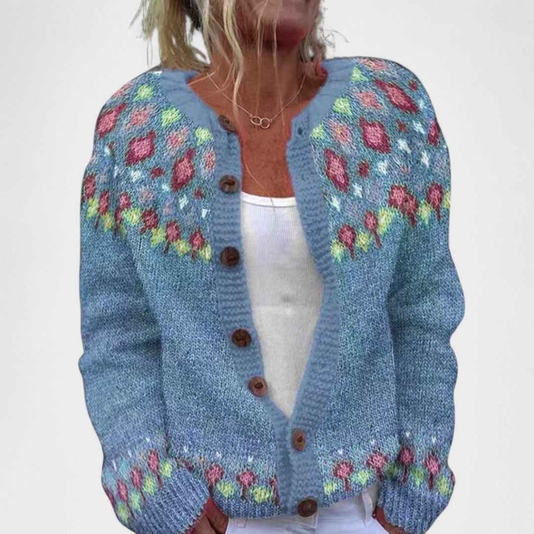 Lianne - Kardigan z szerokim splotem w elegancki wzór