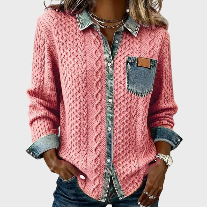 Mia - Sweter pleciony z denimu