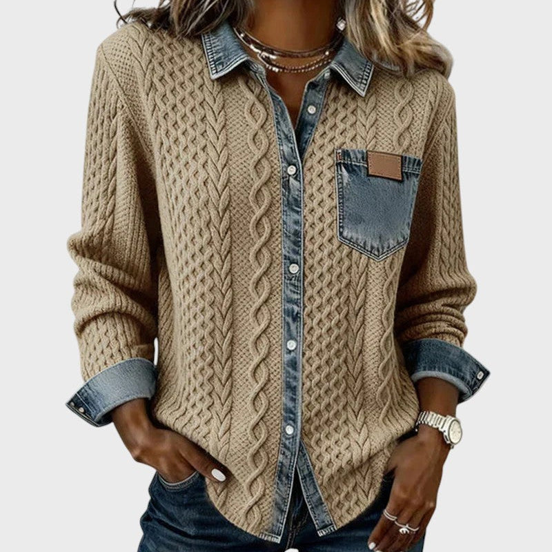 Mia - Sweter pleciony z denimu