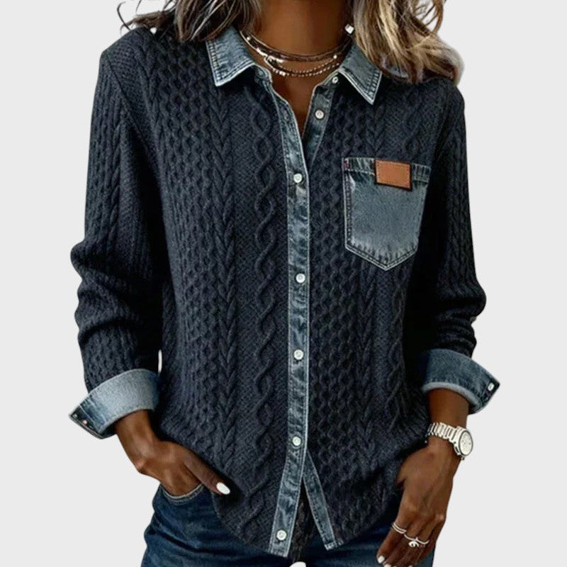 Mia - Sweter pleciony z denimu