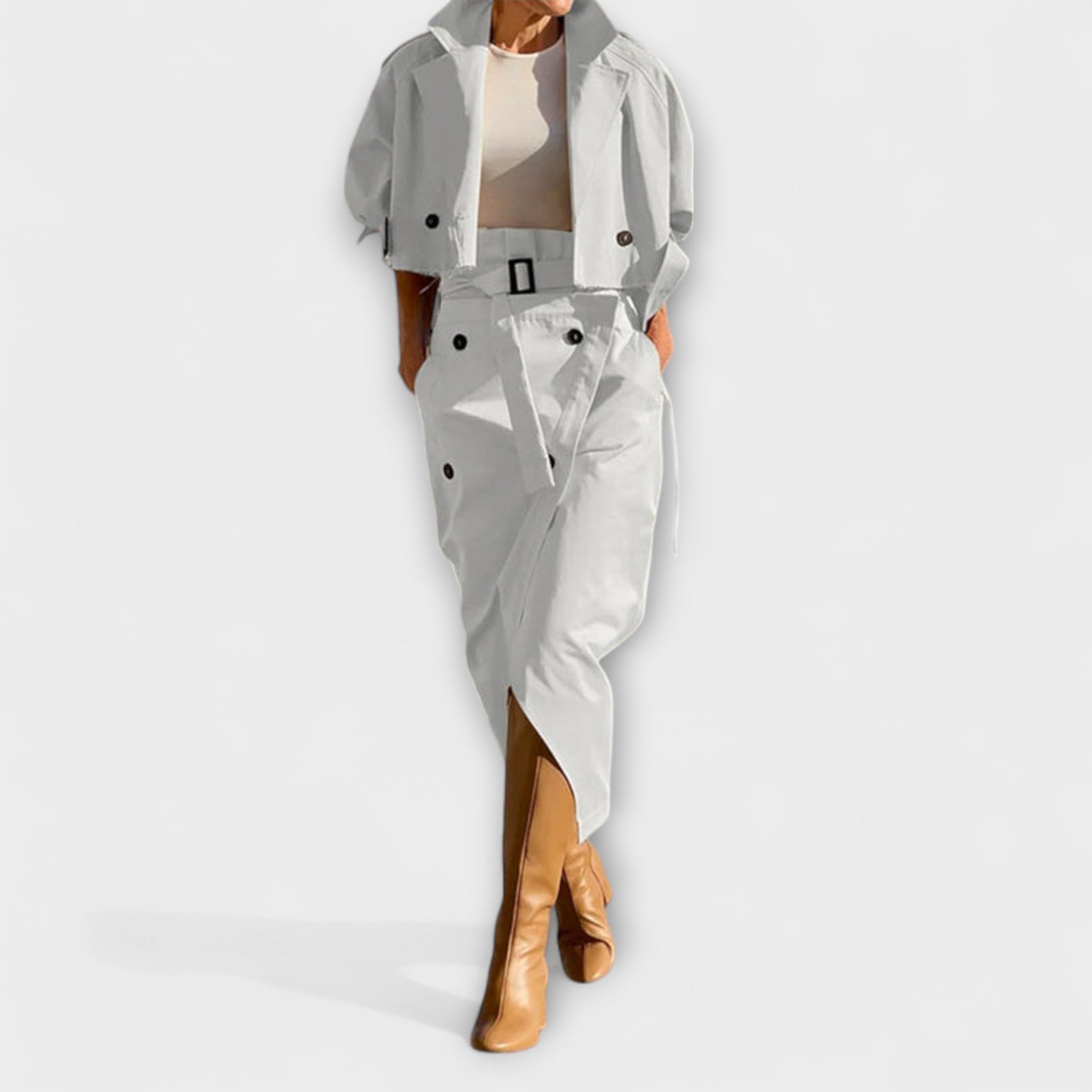 Lyra - Elegancka midi spódnica z kieszeniami