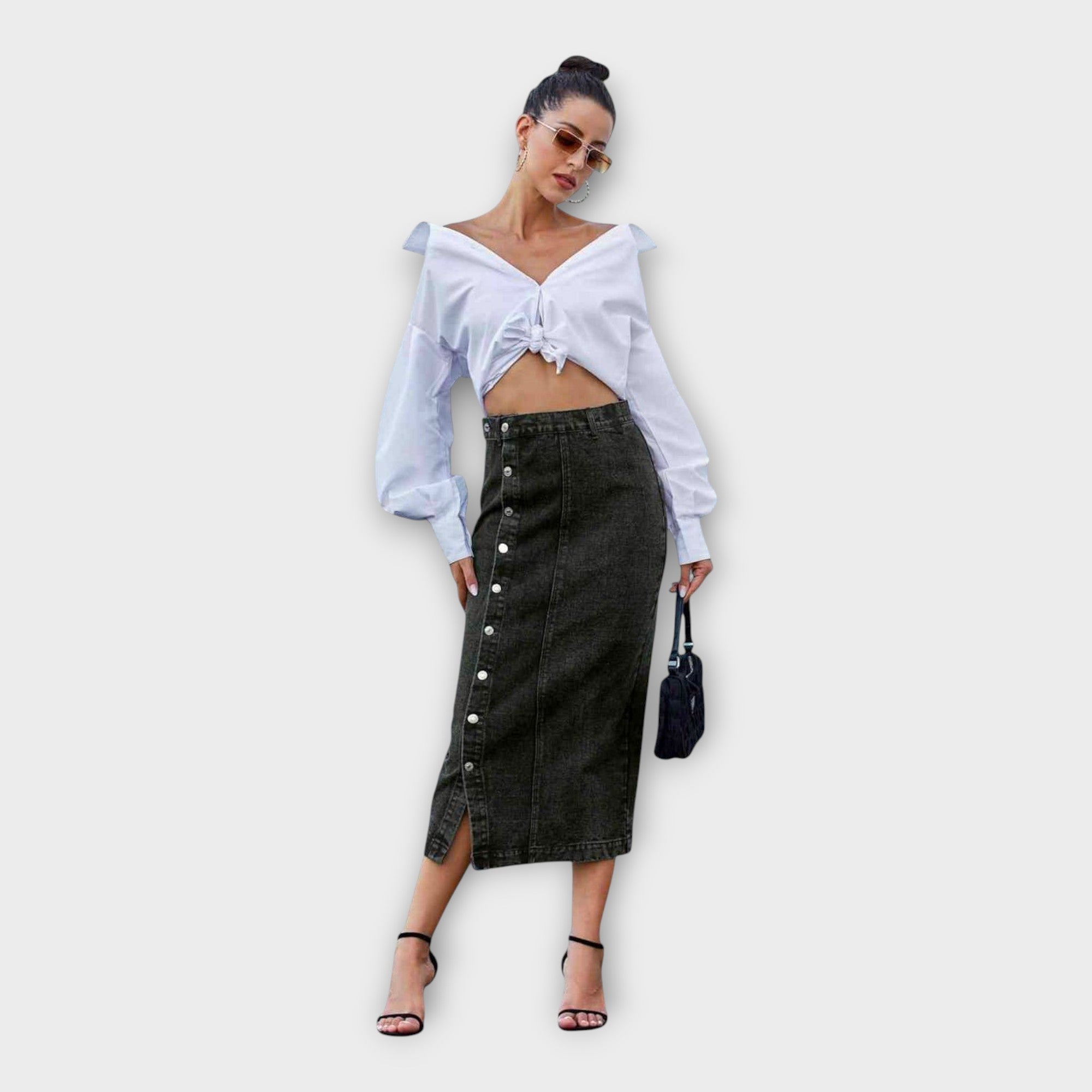 Karolína - Sofistikovaná Maxisuknia Z Guzikami Przewiewna