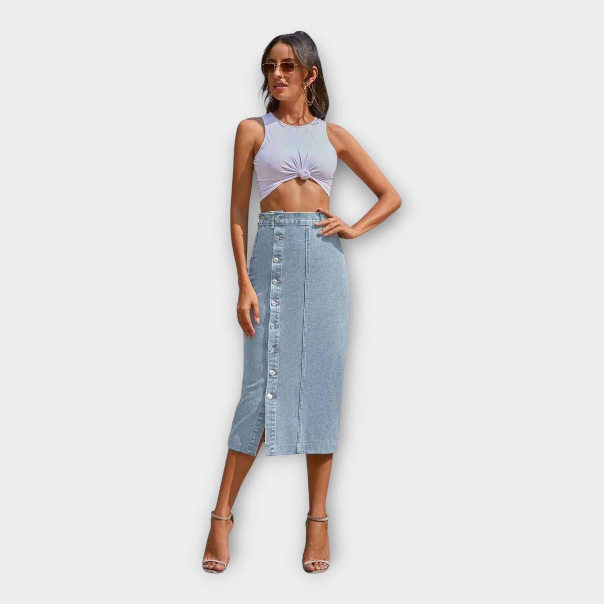 Karolína - Sofistikovaná Maxisuknia Z Guzikami Przewiewna