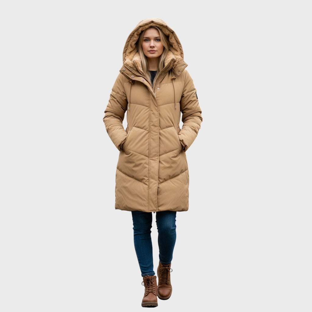 Kamila - Pikowany zimowy płaszcz z pluszową podszewką