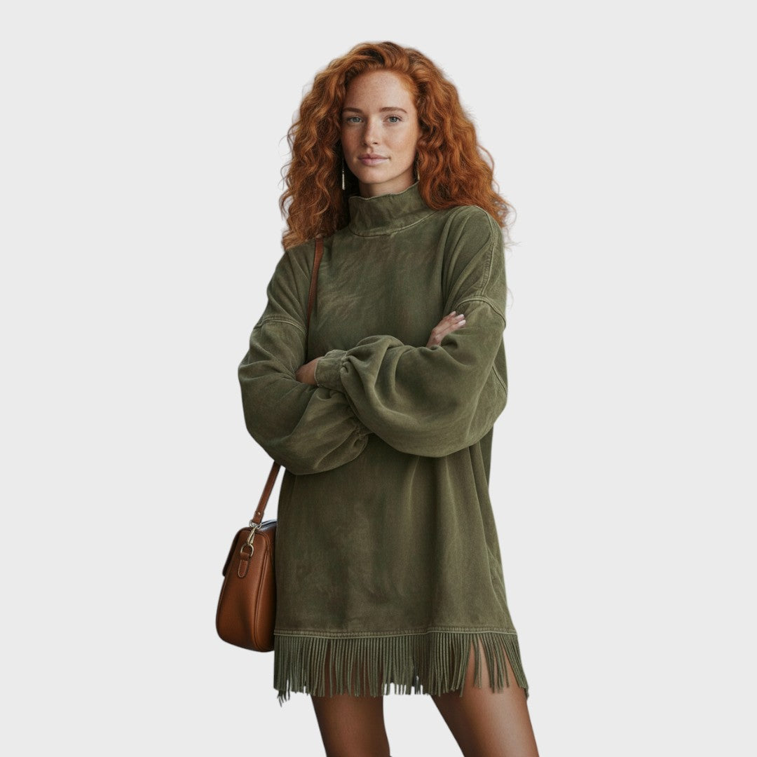 Fryda - Tunika z zamszu z frędzlami