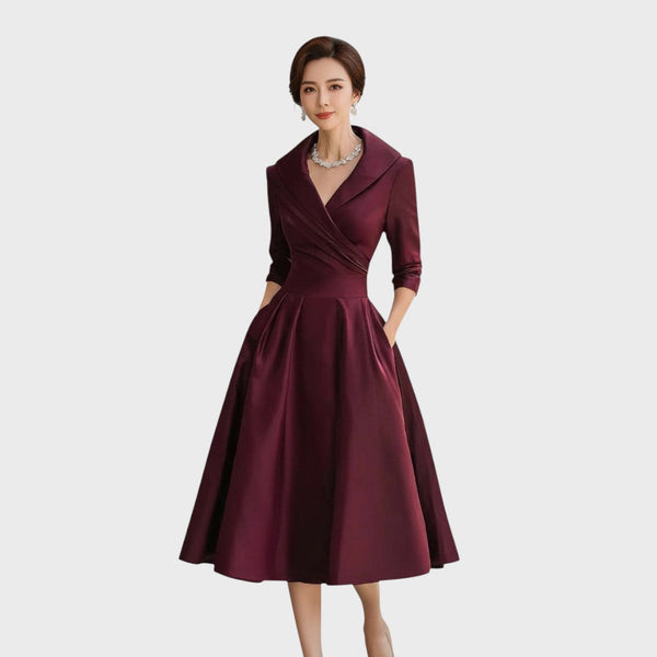 Teresa - Elegancka midi sukienka z długim rękawem